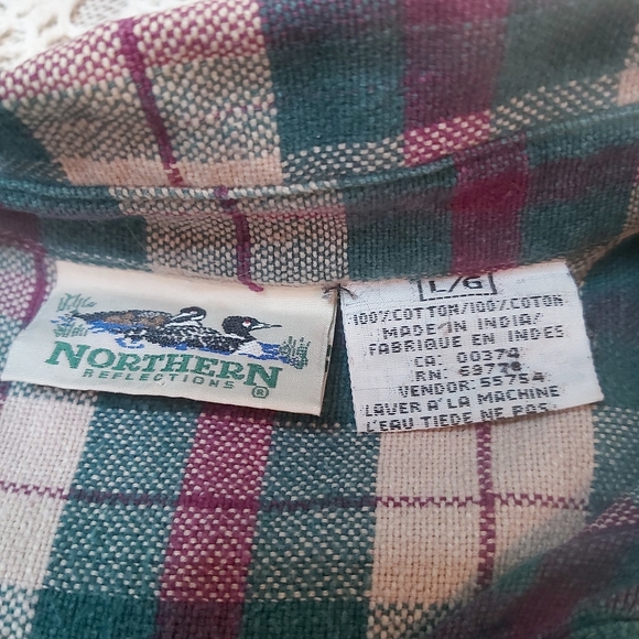 Northern Vintage Plaid Flannel Fall Jewel Tone Button Down Shirt - Picture 6 of 9
